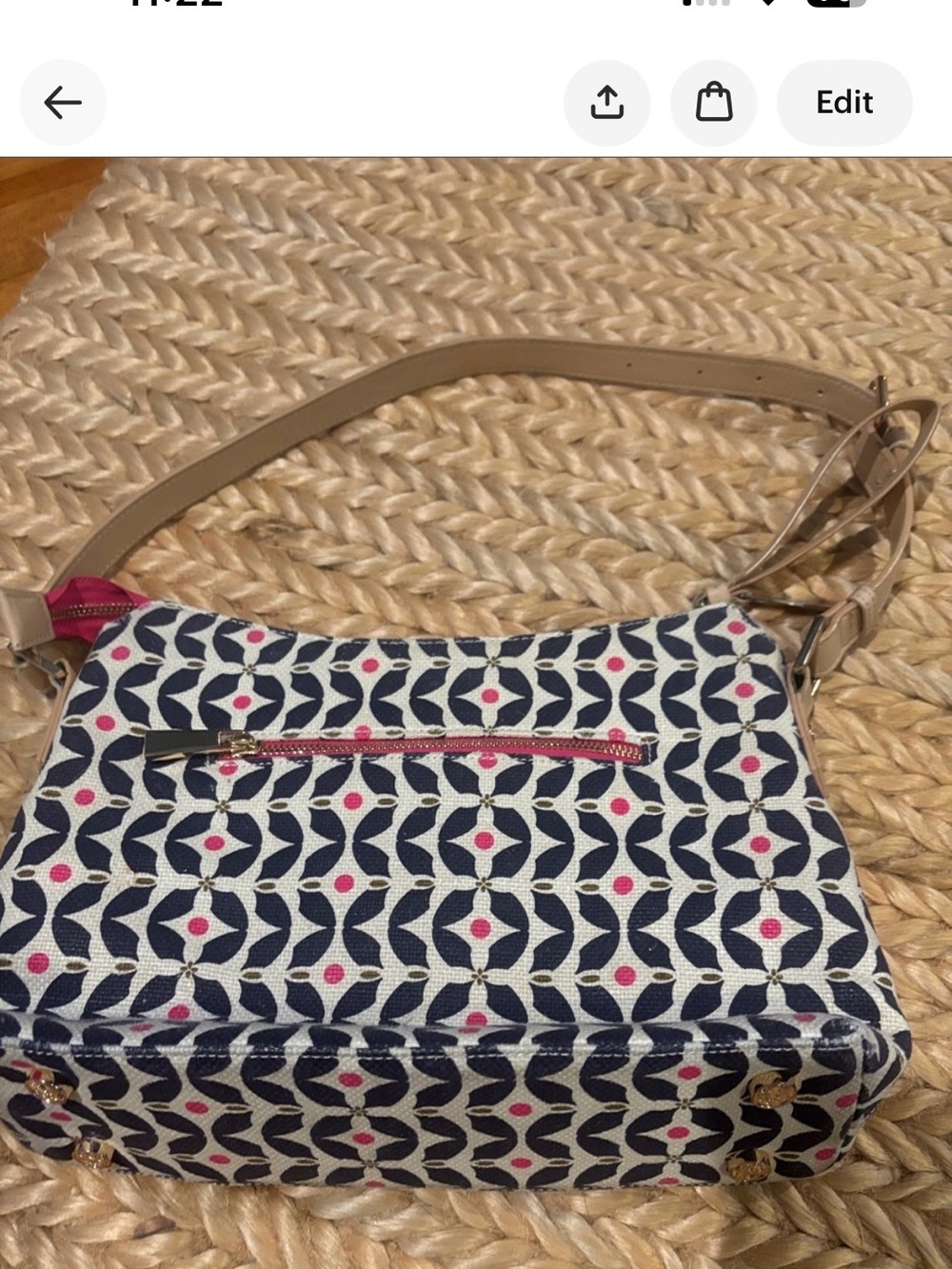 Spartina 449 Navy and Pink Patterned Women’s Shoulder Bag
